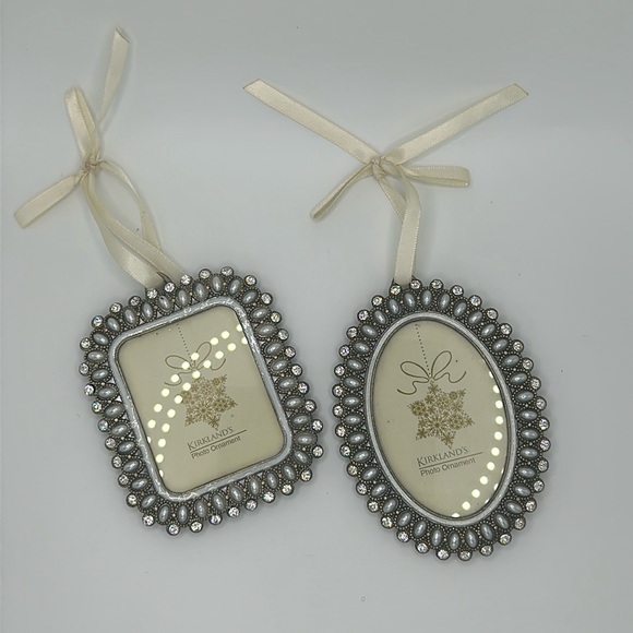 Kirklands rhinestone sparkling photo Christmas ornaments set of 2 - Picture 2 of 6
